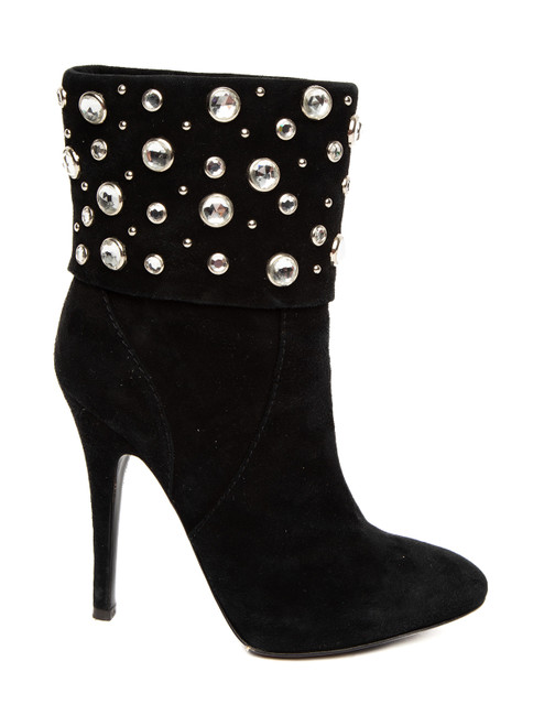 Giuseppe Zanotti Suede Crystal Studded Ankle Boots