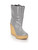 Stella McCartney Grey Vegan Patent Faux Shearling Wedge Boots