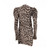 Women Saint Laurent Leopard Print Stand Up Collar Mini Dress - Size S  Grey US 6 FR 38