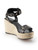 Maje Black Leather Stud Wedge Sandals