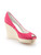 Hogan Pink Suede Peep Toe Wedges