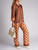 Women For Restless Sleepers Brown Silk Pattern Shirt & Trousers - Size S/M UK8/10 US4/6