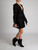 Balmain Women's Glitter V-Neck Mini Dress, Size 8 UK, Black, Wool
