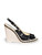 Chanel Black Tweed CC Chain Accent Slingback Wedge Sandals