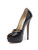 Jimmy Choo Women's Croc Embossed Peep-Toe Heels, Size 6 UK, Black Leather