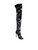 Aquazzura Black Velvet Floral Over the Knee Boots