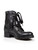 Prada Black Leather Buckle Detail Combat Boots