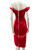 House of CB Red Off-Shoulder Corset Midi Dress