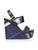 Burberry Blue Check Leather Wedge Sandals
