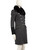 Pinko Grey Wool Fox Fur Trim Coat