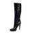 Casadei Black Leather Knee-High Boot Heels