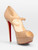 Christian Louboutin Beige Patent Peep Toe Bana Heels Christian Louboutin Beige Patent Peep Toe Bana Heels