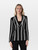 Maje Black & White Striped Pattern Blazer