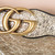 Gucci Gold Textured Leather GG Heel Sandals