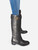 Gucci Black Leather Riding Logo Boots