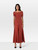CASASOLA Brick Red Short Sleeve Midi Dress