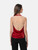 Reformation Red Silk Bow Detail Halterneck Top