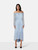 Maje Blue Midi Long Sheer Sleeves Dress
