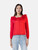 Moschino Red Wool Floral Neckline Cardigan