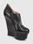 Lanvin 2010 Hiven Black Leather Wedge Ankle Boots