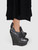 Lanvin 2010 Hiven Black Leather Wedge Ankle Boots