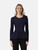 Sandro Navy Ribbed Long Sleeve Peplum Top
