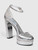 Prada Silver Leather Logo Detail Heels