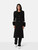 John Galliano Black Wool Fox Fur Cuff Long Coat