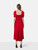 Reformation Red Puff Sleeve Midi Dress