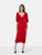 Reformation Red V-Neck Wrap Midi Dress