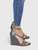 Second Hand Balenciaga Grey Leather Studded Wedge Sandals