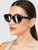 Second Hand Saint Laurent Black Cat Eye Logo Sunglasses