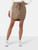 Brunello Cucinelli Brown Suede Mini Drawstring Skirt
