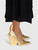 Céline Gold Leather Wedge Heels