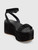 Chanel 2015 Black Suede CC Wedge Sandals