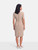 Burberry Beige Vertical Pleated Midi Dress