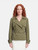 AEXAE Army Green Cargo Cropped Trench Coat