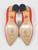 Charlotte Olympia Orange Leather Gold Heel Pumps