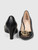 Tory Burch Black Leather Peep Toe Wedges