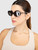 Burberry Black & Beige Nova Oval Sunglasses