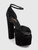 Saint Laurent Black Suede Jodie Flower Detail Platform Sandals