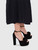 Saint Laurent Black Suede Jodie Flower Detail Platform Sandals