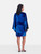 Themis Z Blue Silk Flared Sleeves Floral Dress