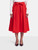 Tibi Red Silk Pleated Midi Skirt