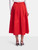 Tibi Red Silk Pleated Midi Skirt