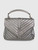 Saint Laurent Silver Leather Chevron Medium College Bag