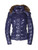 Women Moncler Fur Hooded Puffer Jacket -  Blue Size 1