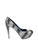 Sergio Rossi Blue Grey Snakeskin Platform Peep Toe Heel