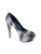 Sergio Rossi Blue Grey Snakeskin Platform Peep Toe Heel