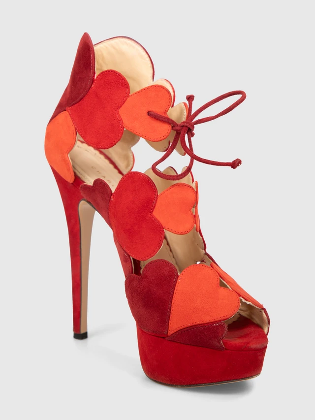 Floral Suede & PVC Heels